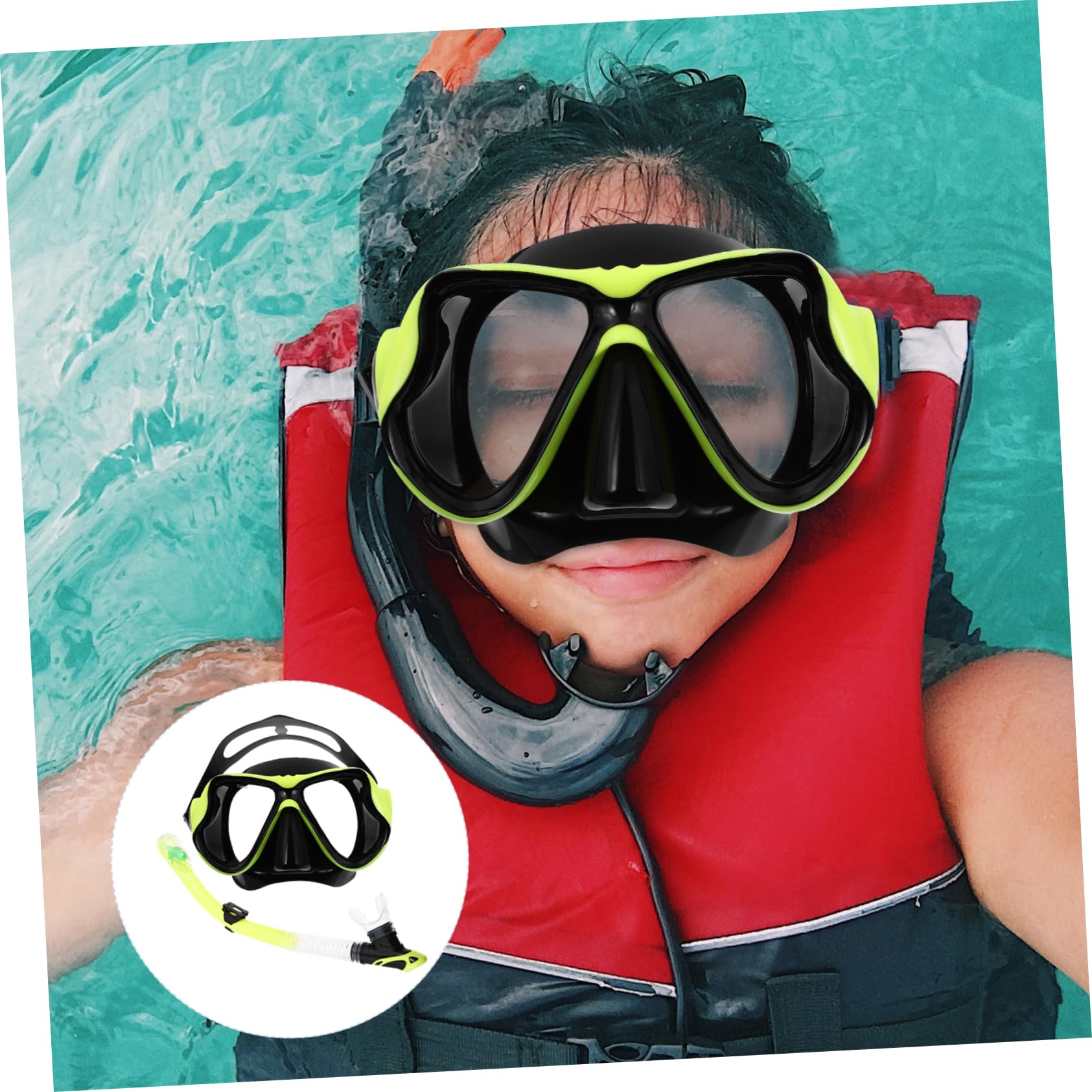 GANAZONO 1set Adult Snorkeling Mask Set Ergonomic Design for Comfort Portable Snorkeling Gear for Beginners Professionals Lightweight Compact Unisex Frame Mask