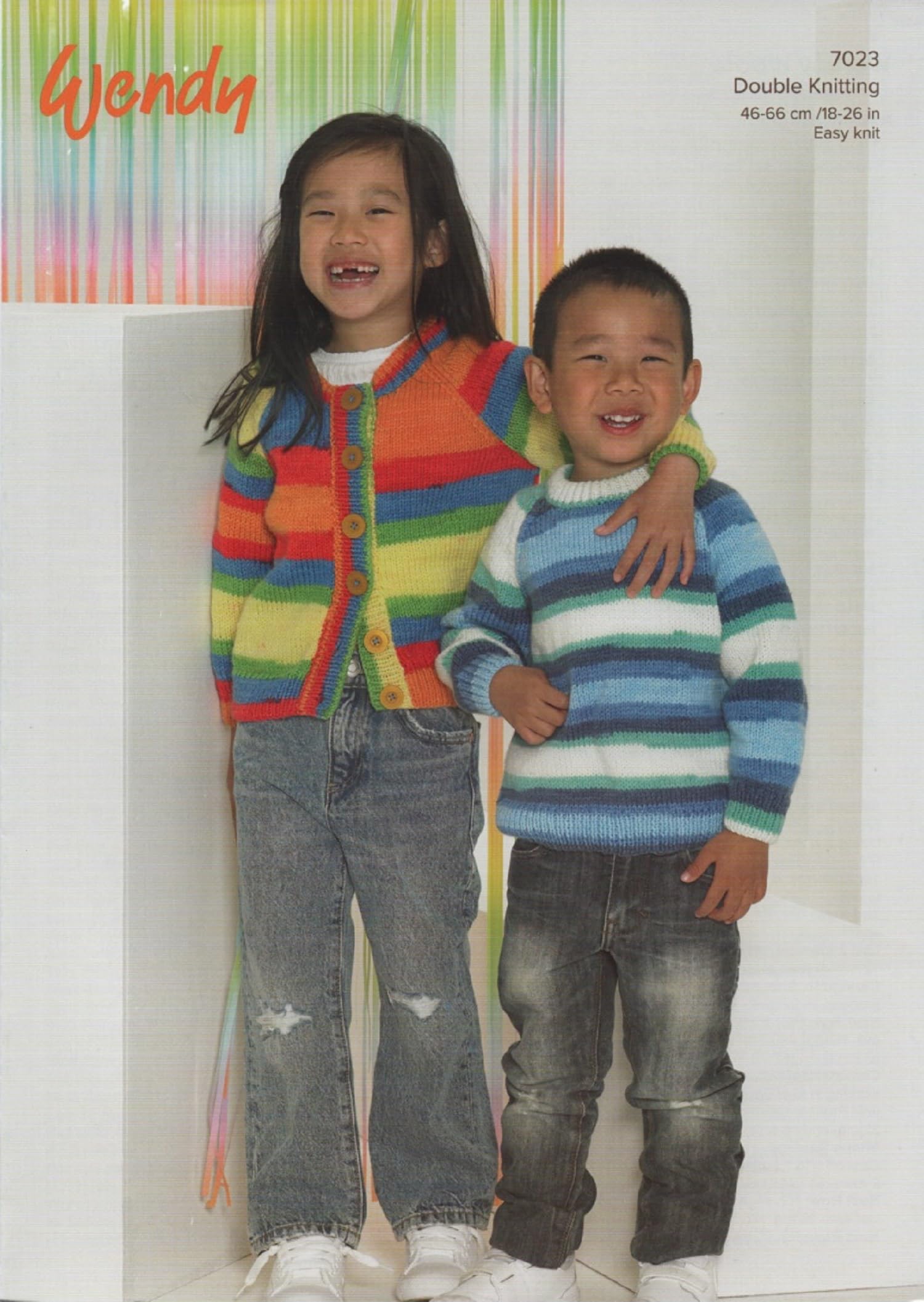 Material Multicolor Wendy Peter Pan Double Knitting Dk Pattern Childrens Cardigan & Sweater (7023)