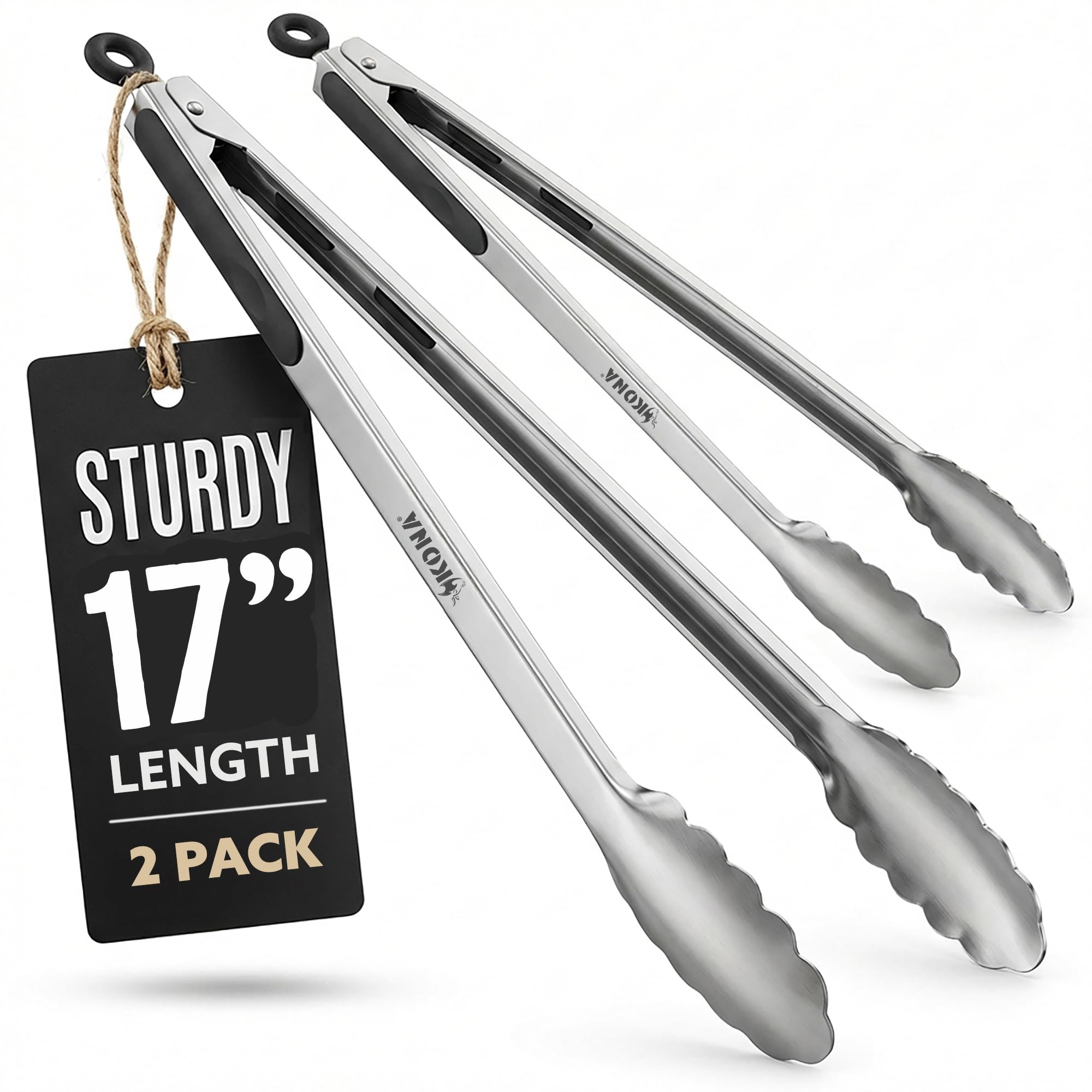 Kona Premium Stainless-Steel Locking Grill Tongs 17 inch