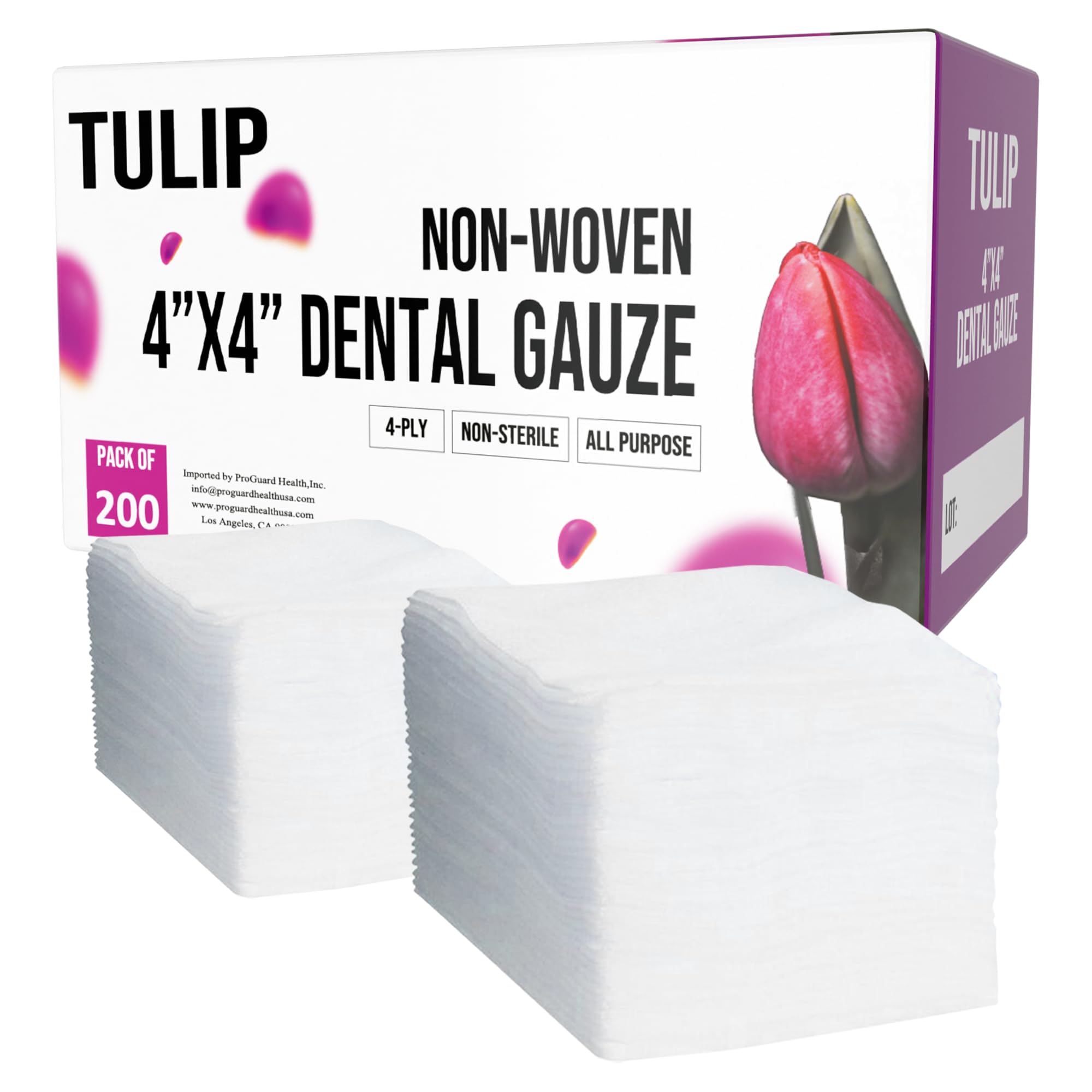 200 Gauze Pads 4x4 4-Ply Non Woven Gauze Sponges - Non Sterile Dental Gauze & Esthetic Wipes - Soft All Purpose Medical Gauze Squares for First Aid