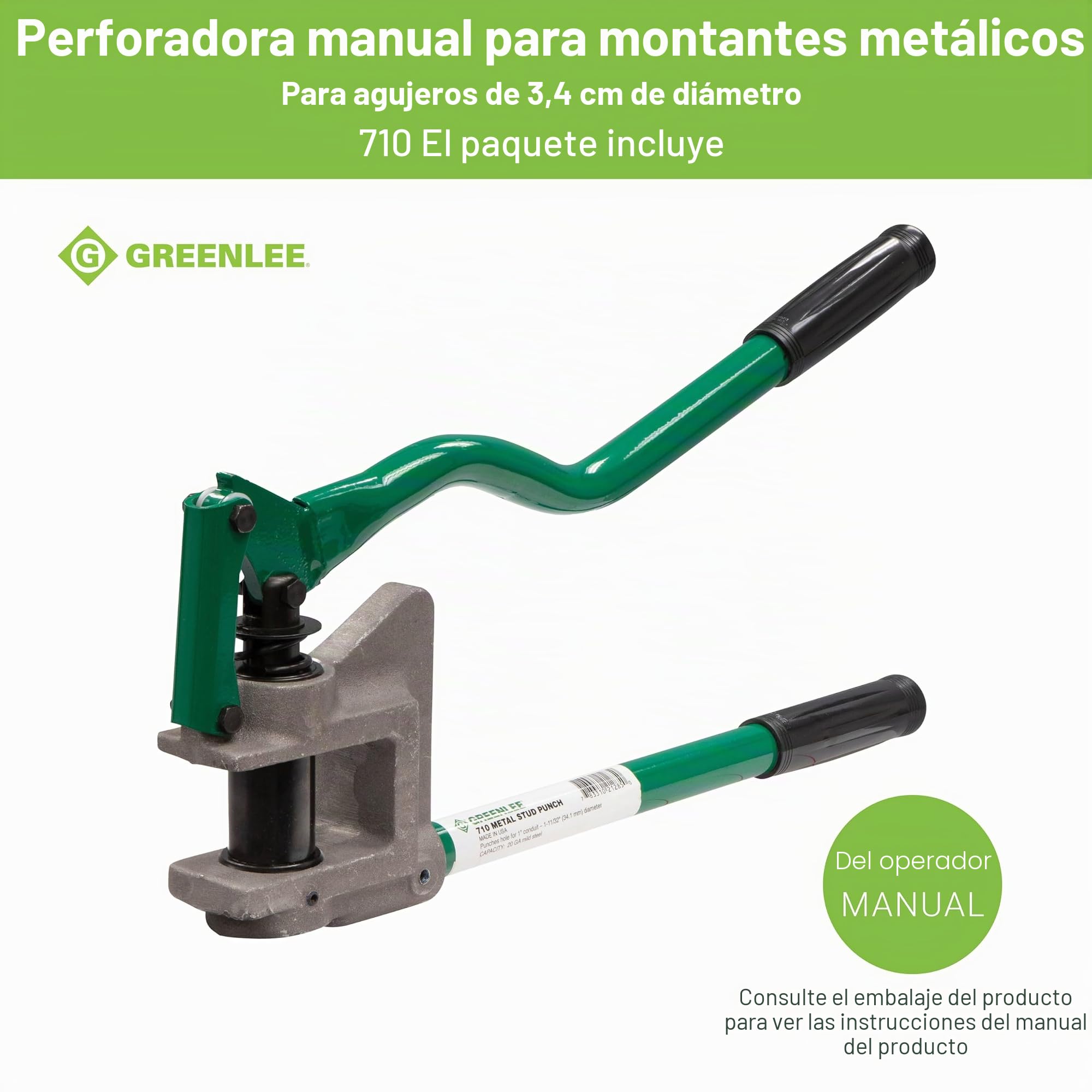 Greenlee - Perforadora de metal (710), fabricación de agujeros (710)