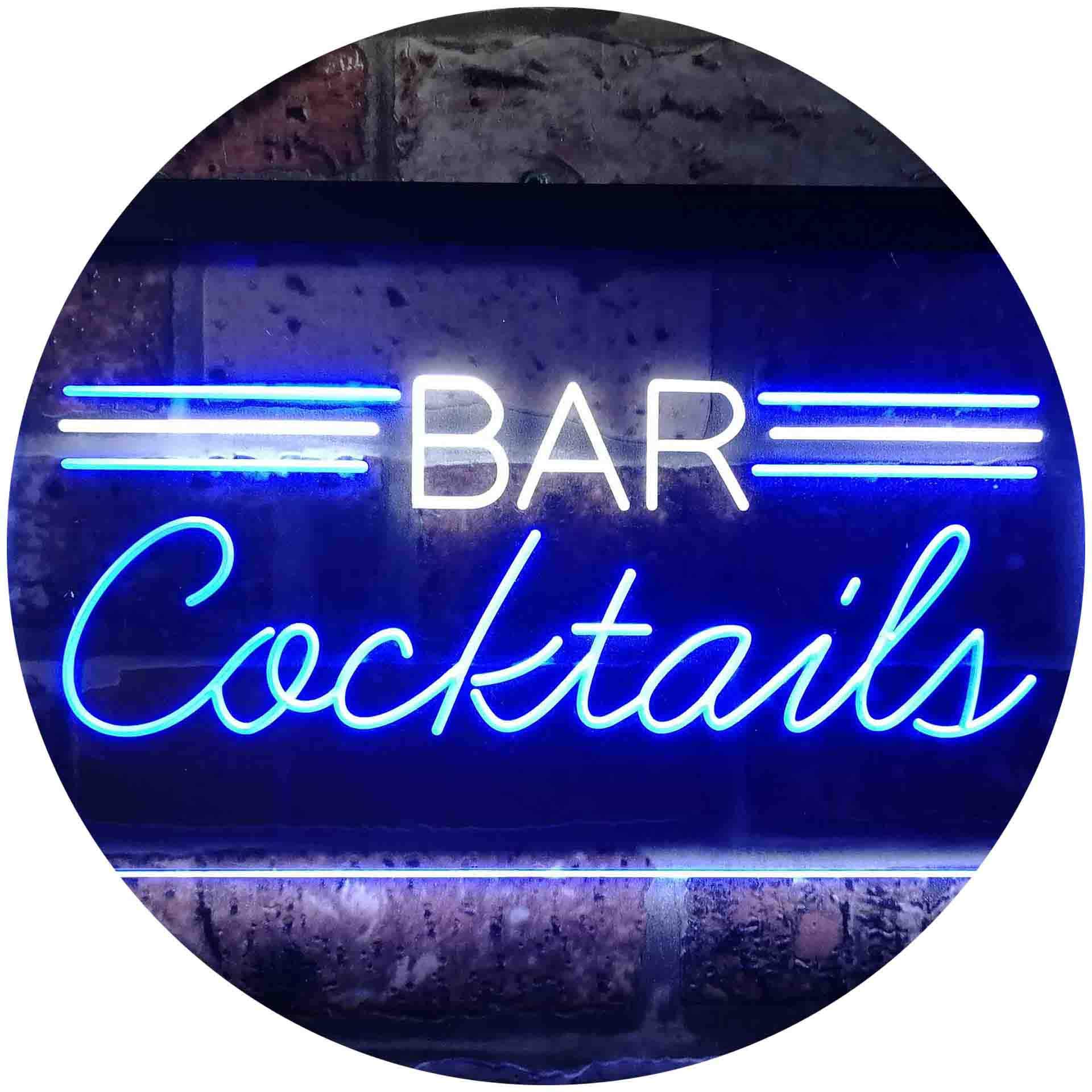 Wine Beer Cocktails Bar Dual Color LED Enseigne Lumineuse