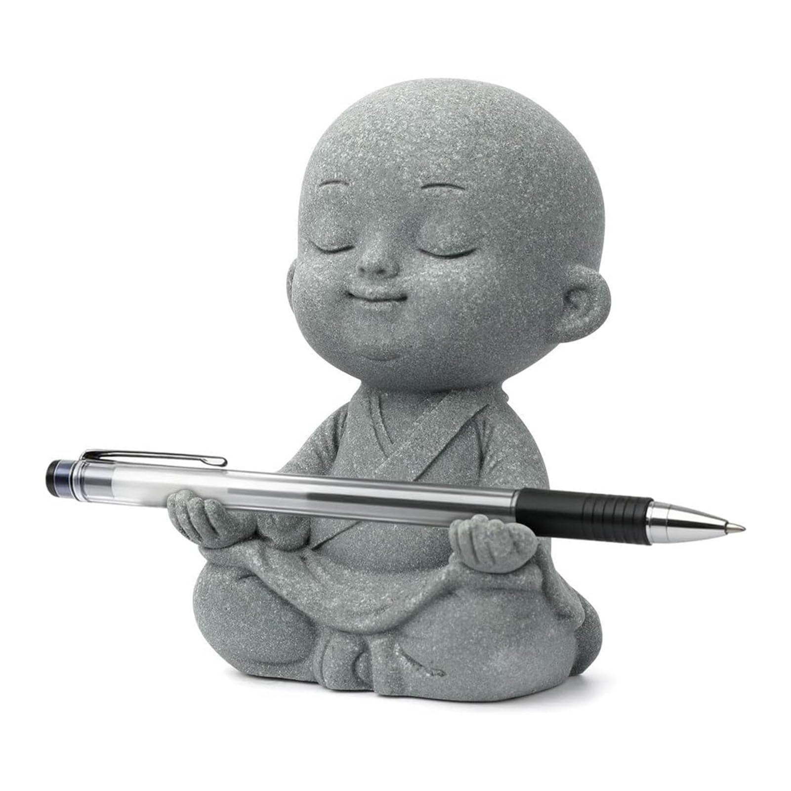 JOUFNING Cute Meditating Monk Statue, Sandstone Feng Shui Desk Decor, Calming Wellness Figurine for Home Office, Mindfulness Gift for Stress Relief
