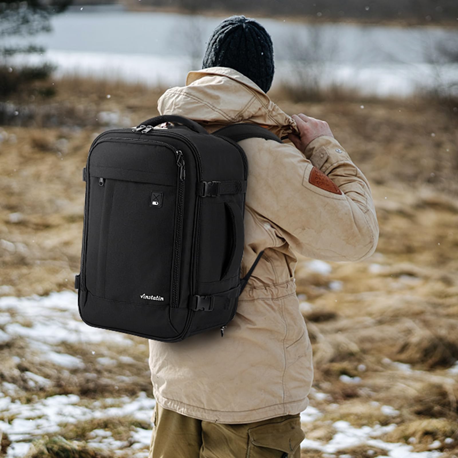 Vinstatin Zaino Ryanair 40x20x25 (20L) Zaino da Viaggio per Donne e Uomini,Zaino Aereo con 4 Sacchetti Organizzatori, bagaglio a mano Borsa Viaggio Cabina Zaino Travel Viaggio Casual