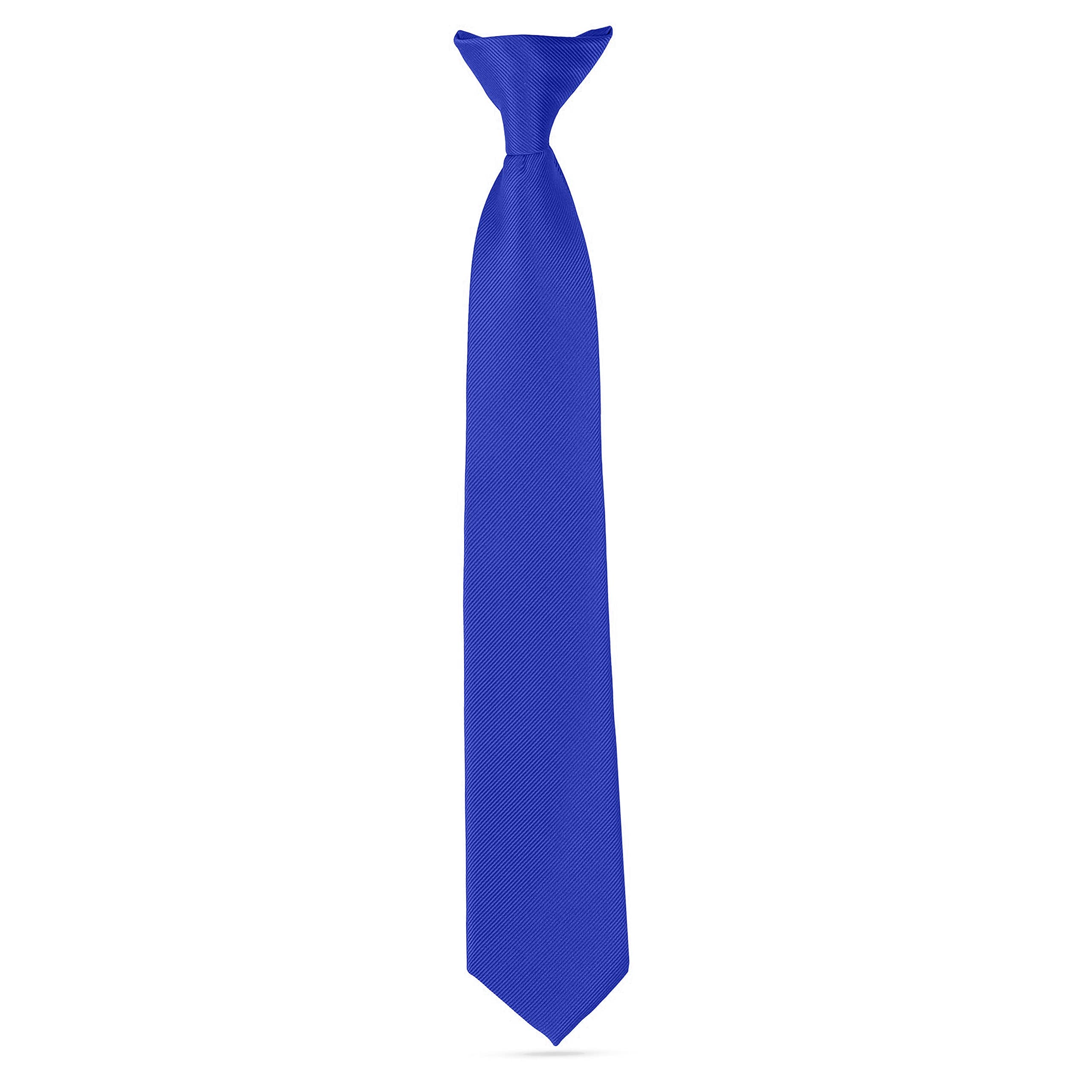 LUTHER PIKE SEATTLE Ties For Boys - Clip On Tie Woven Boys Ties: Neckties For Kids Formal Wedding Graduation School Uniforms (Royal Blue)