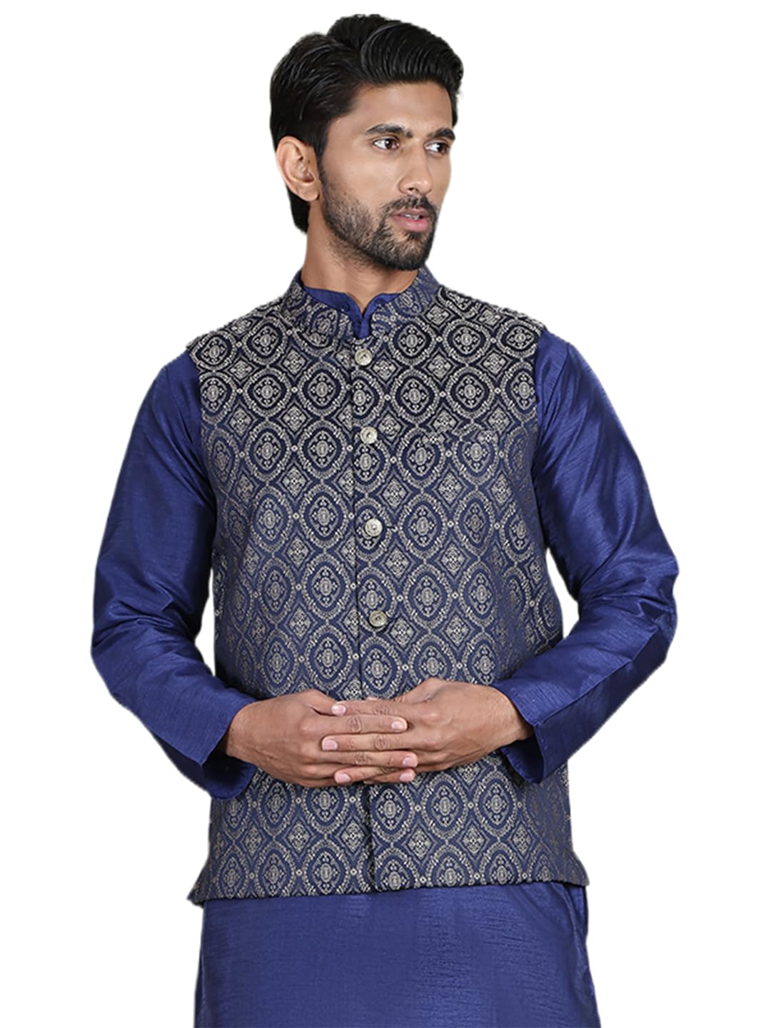 jompers Brown Woven Design Nehru Jacket (Brown, M)-picture-36