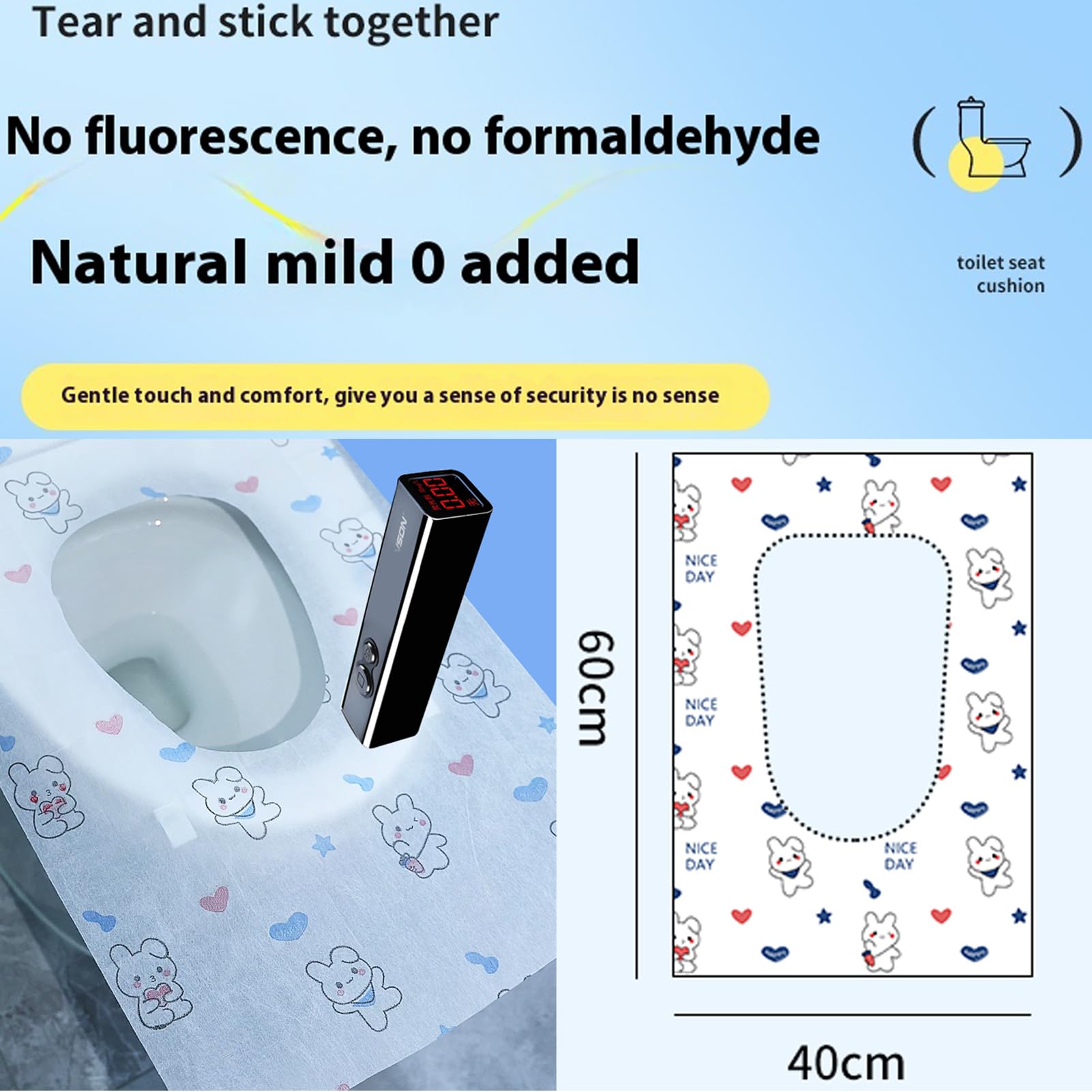 Disposable toilet seat cover,30 pieces of oversized waterproof toilet seat paper, suitable for children and adults, potty training, travel, public toilets, aircraft