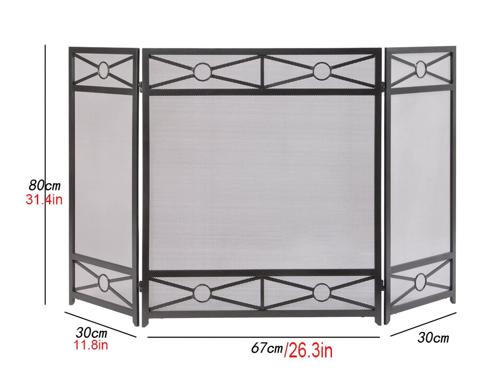 Schermo per Camino Interno Fire Guard a 3 Pannelli in Ferro battuto, Grande Schermo, Copertura in Rete Metallica Decorativa per Esterni, Recinzione Solida per Camino, per Bambini o Animali Domestici,