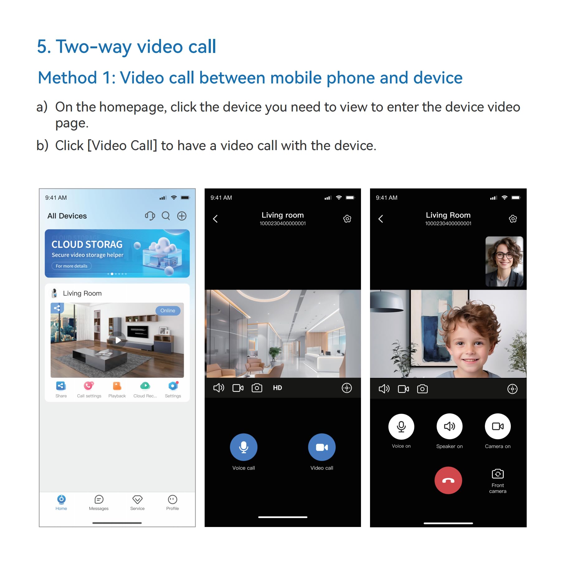 Sxhlseller Caméra D'appel Vidéo Intelligente, Appareils D'appel Vidéo WiFi 2MP HD avec Détection de Mouvement et Alarme Intelligente, Dispositif de Chat à Deux Voies pour Les Personnes (64GB)