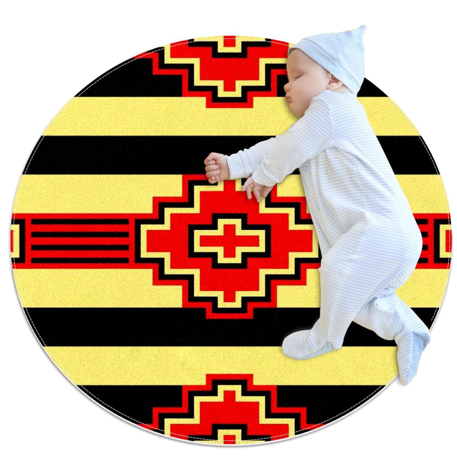 Tapis de salle de bain motif chinois rond 1m pour réveiller la déco de la chambre d'enfant