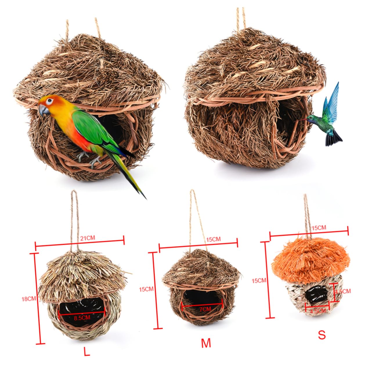 balacoo Handwoven Bird Nest for Parakeets Handmade Straw Nest for Small Pets Natural Bird House Safe Warm Environment for Budgerigar and Furry Animals