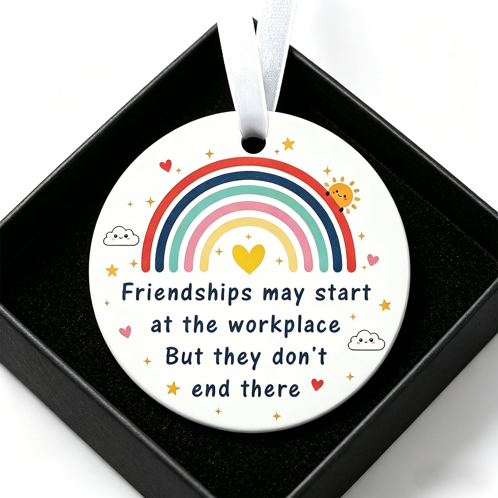 Jollydragon Women's White/Black Leaving Gifts For Colleagues ,Ceramic Card Hanging Ornament – Meaningful New Job Present For Friends, Medical Staff & Teachers – Goodbye Present For New Job Or Retirement
