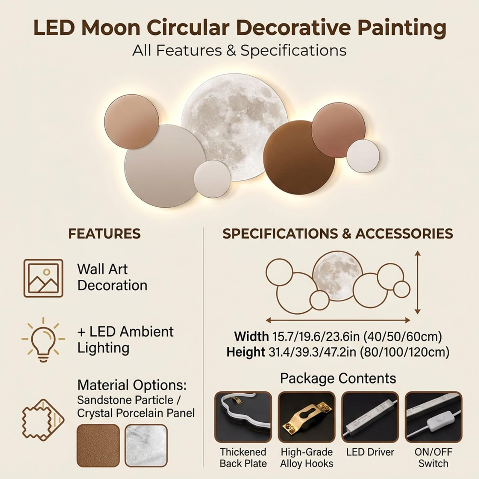 YNAYGDIUGD Scultura Murale 3D Con Illuminazione A LED, Decorazione Da Parete Luminosa E Moderna, Quadro In Porcellana Cristallina Per Soggiorno O Ingresso