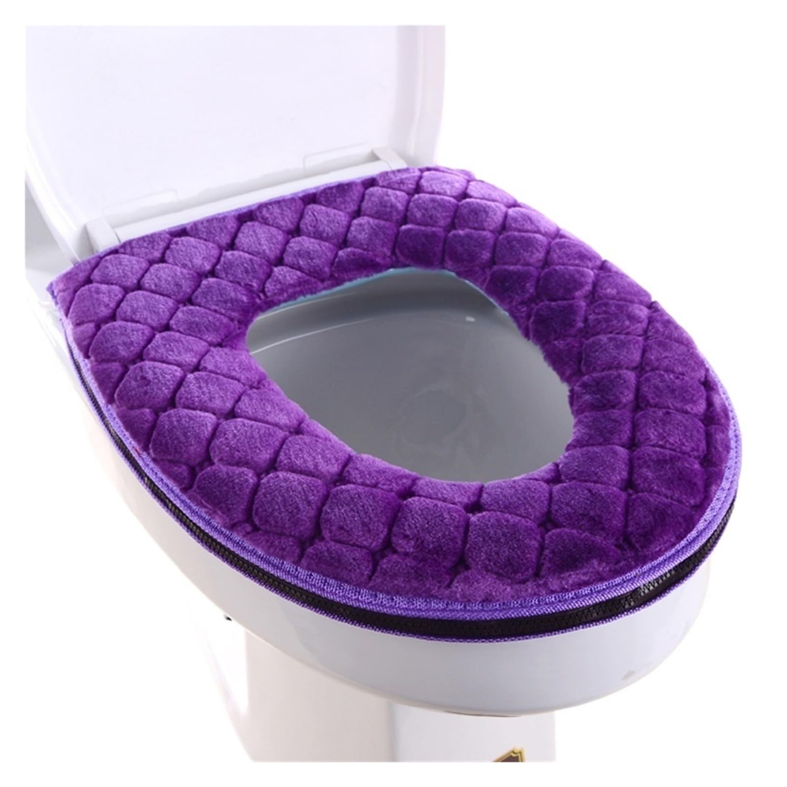 MZSKLW Padded Toilet Seat Toilet Cover Plush Seat Models Waterproof Universal Model Ring Washable Zipper Bathroom Mat Decorative(Color-2)