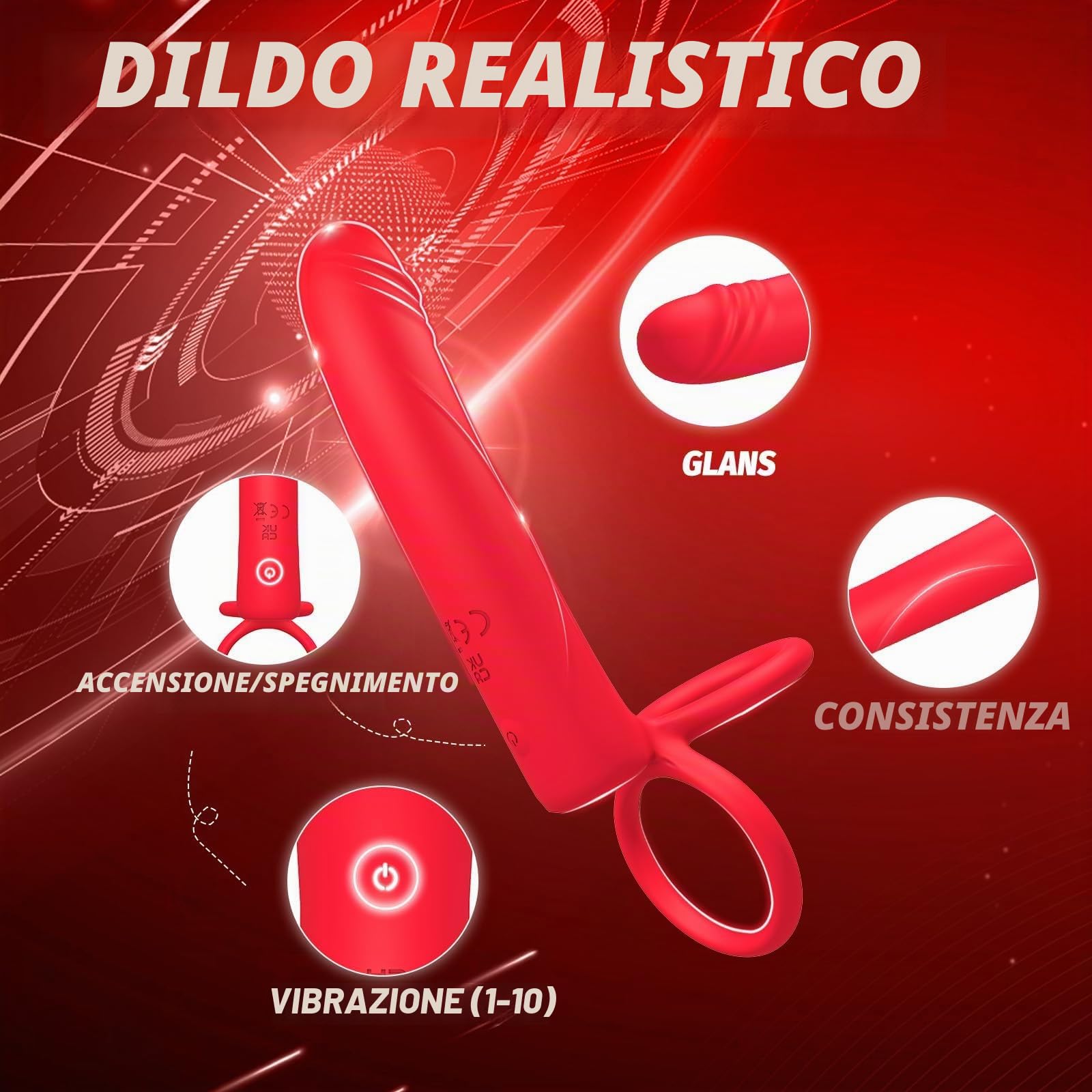 Giocattoli anali, anello vibrante per il pene, sex toys per uomini, dildo anale, vibratore maschile con 10 modalità di vibrazione, dildo strap-on, butt plug con anello per il pene,