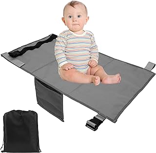 Toddler Airplane Seat Extender, Portable Airplane Footrest for Kids, Plane Travel Foot Rest Baby Airplane Footrest Bed Airplane Travel Essentials for Children to Lie Down on Plane (Gray)