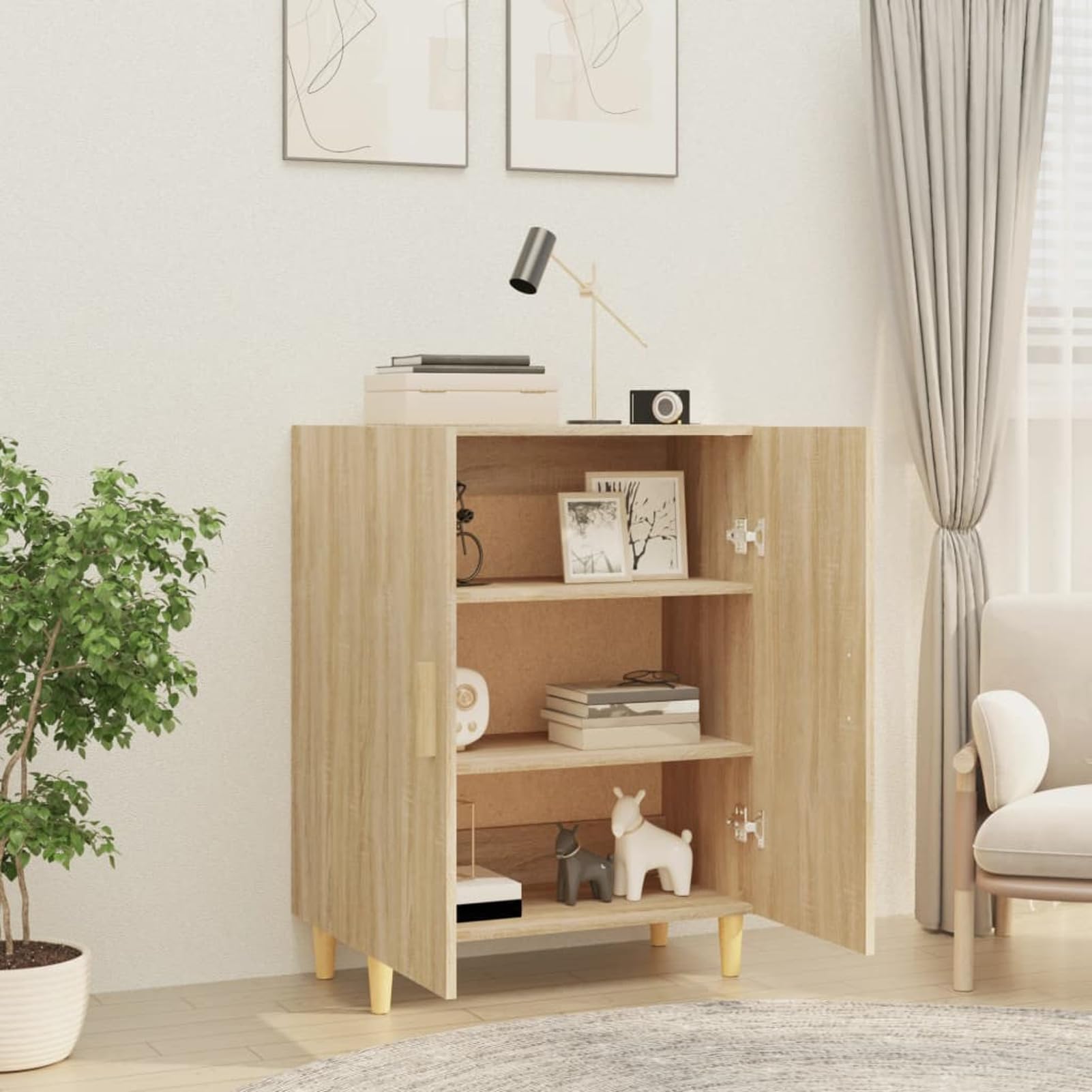 ShGaxin Sonoma dębowy kredens 70x34x90 cm drewno inżynieryjne, komoda do przechowywania sypialni, komody z szufladami, szafka z szufladami254