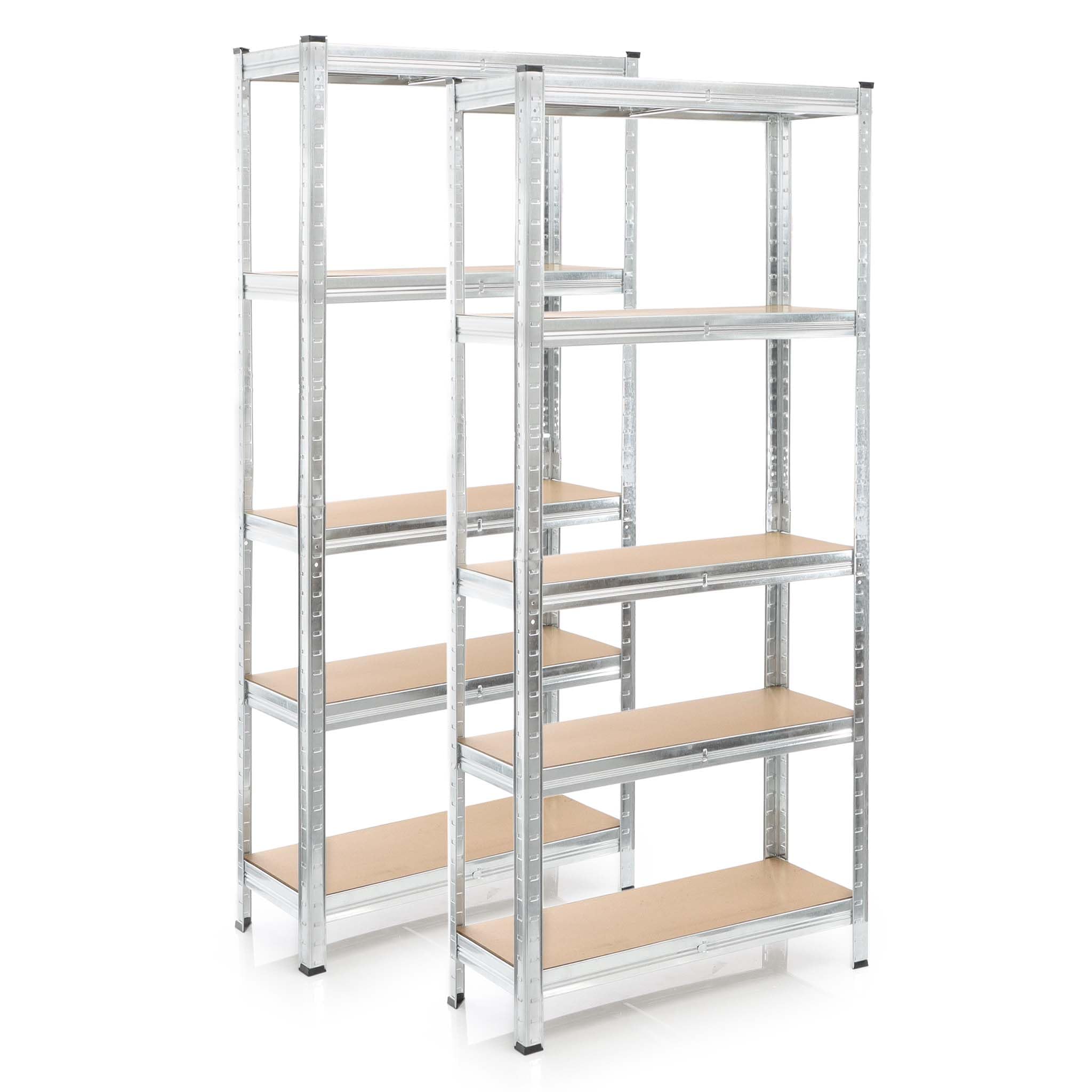 Wiltec 2x Regał magazynowy z ocynkowanej stali 75 x 30 x 174 cm, regał garażowy do 875 kg z montażem bez narzędzi, regał do piwnicy i magazynu