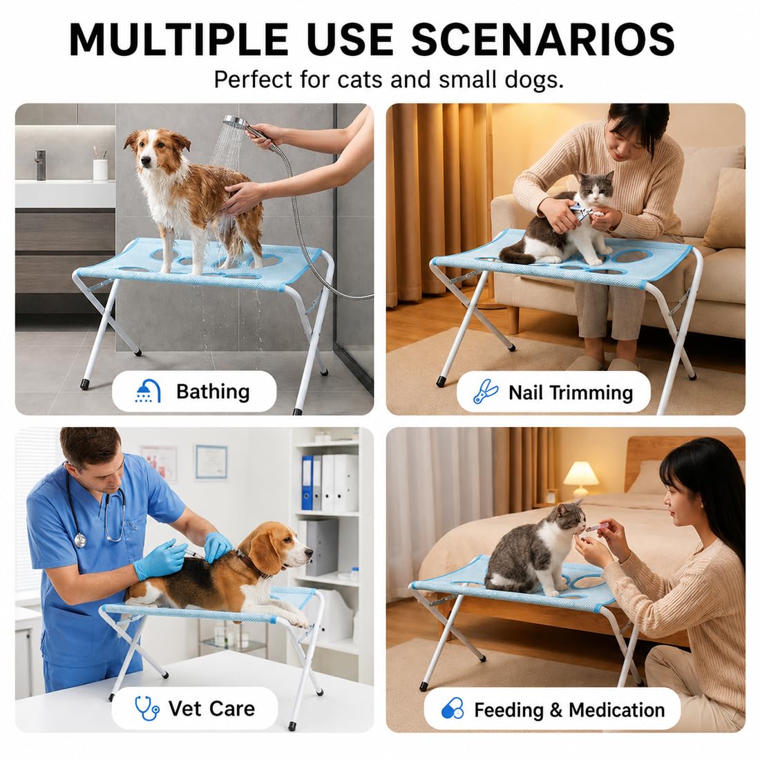 Hundepflege-Hängematte mit Gestell für Katzen & kleine Hunde