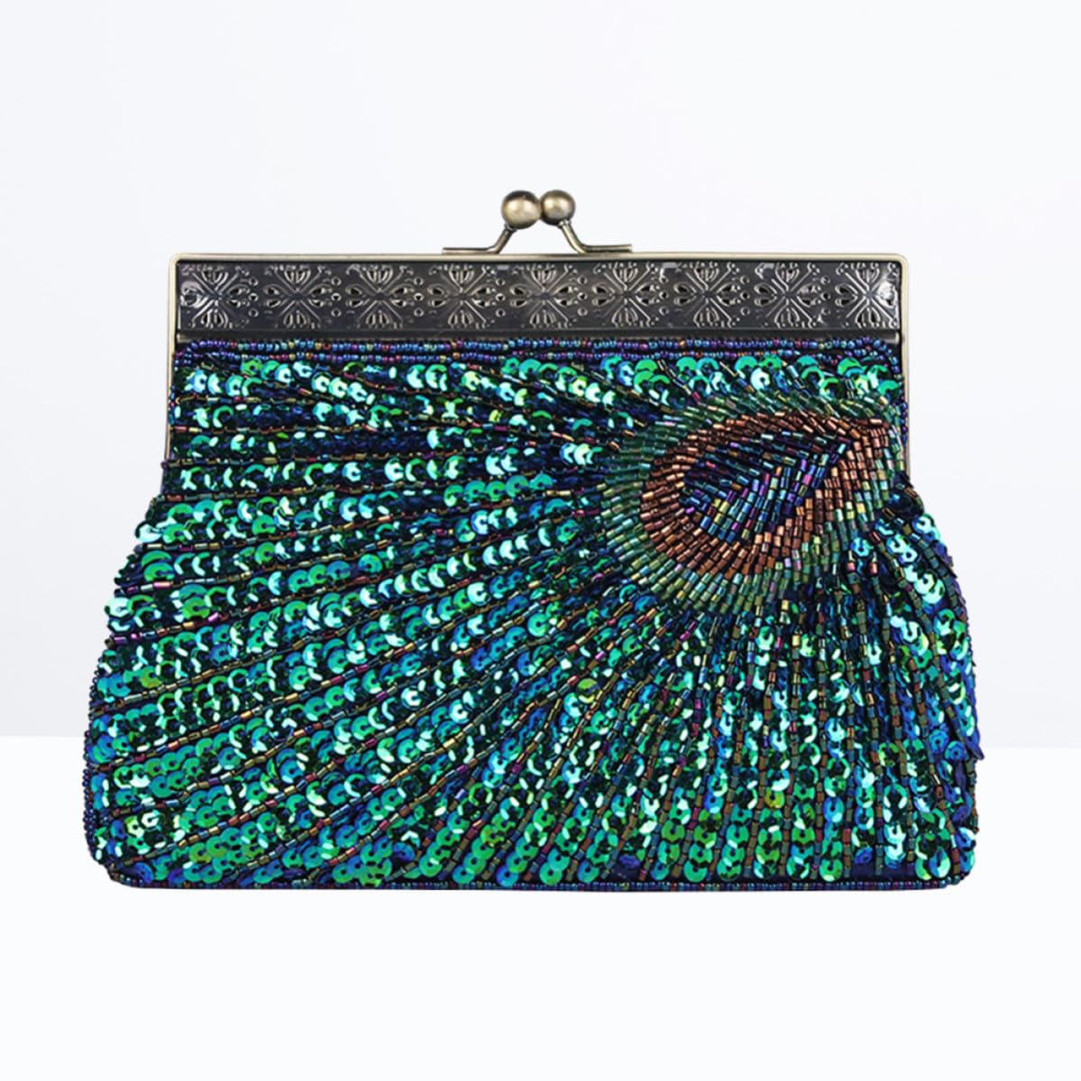 Alipis Azul Bolso de Noche Lentejuelas Retro Tipo Clutch para Mujer