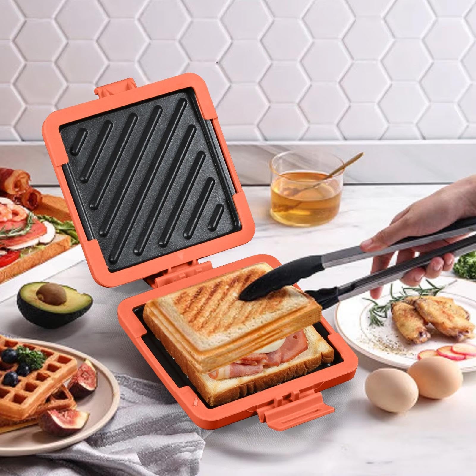 Maszyna do kanapek z tostami mikrofalowymi, kuchenka mikrofalowa z grillowanym serem, kuchenka mikrofalowa, urządzenie do tostów, bez prądu, opiekacz do kanapek mikrofalowych, bezprzewodowy ekspres do