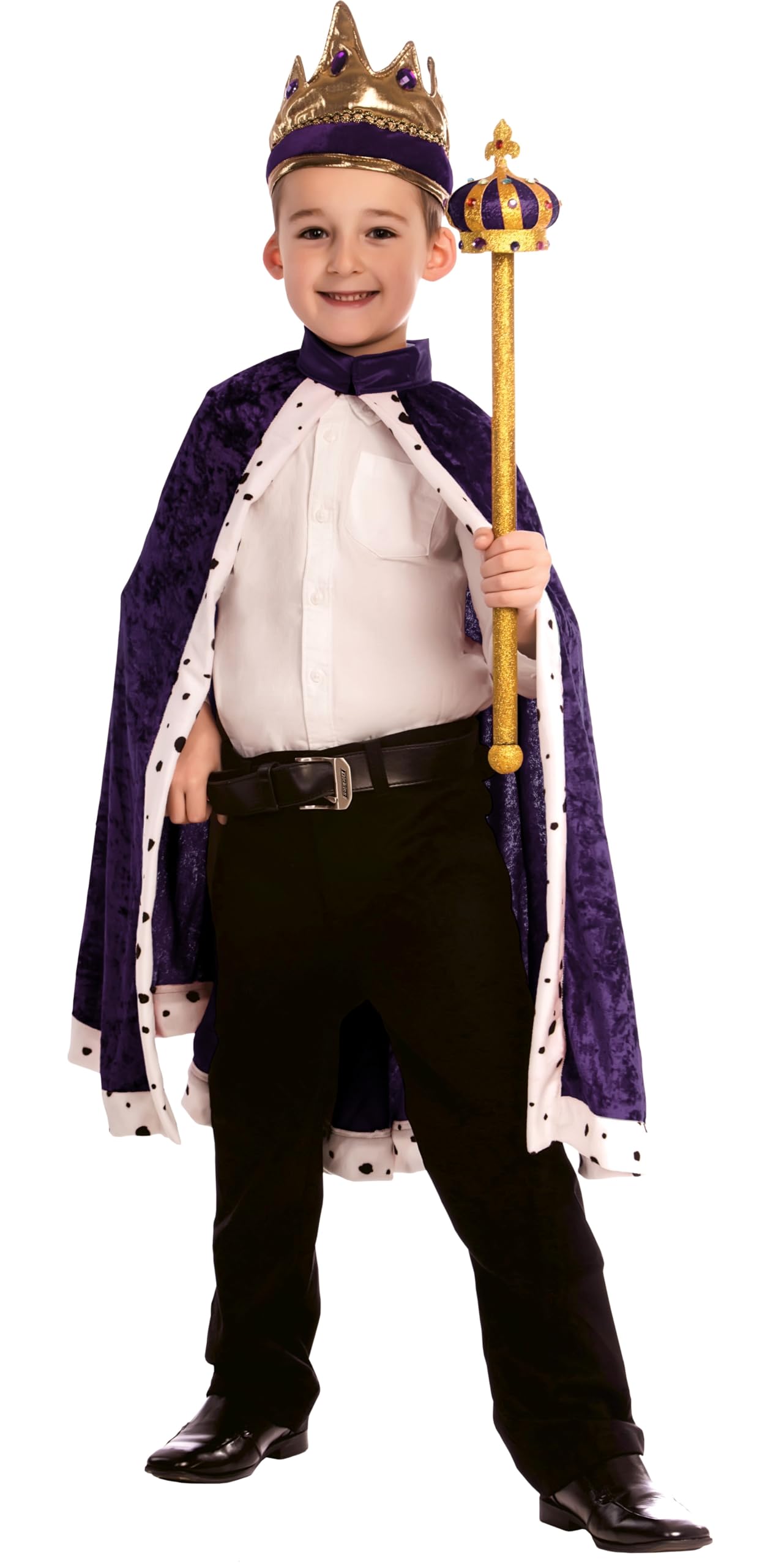 Dress Up America Purple King Crown and Robe - King Costume for Kids - Beautiful Dress-Up Set for Role Play