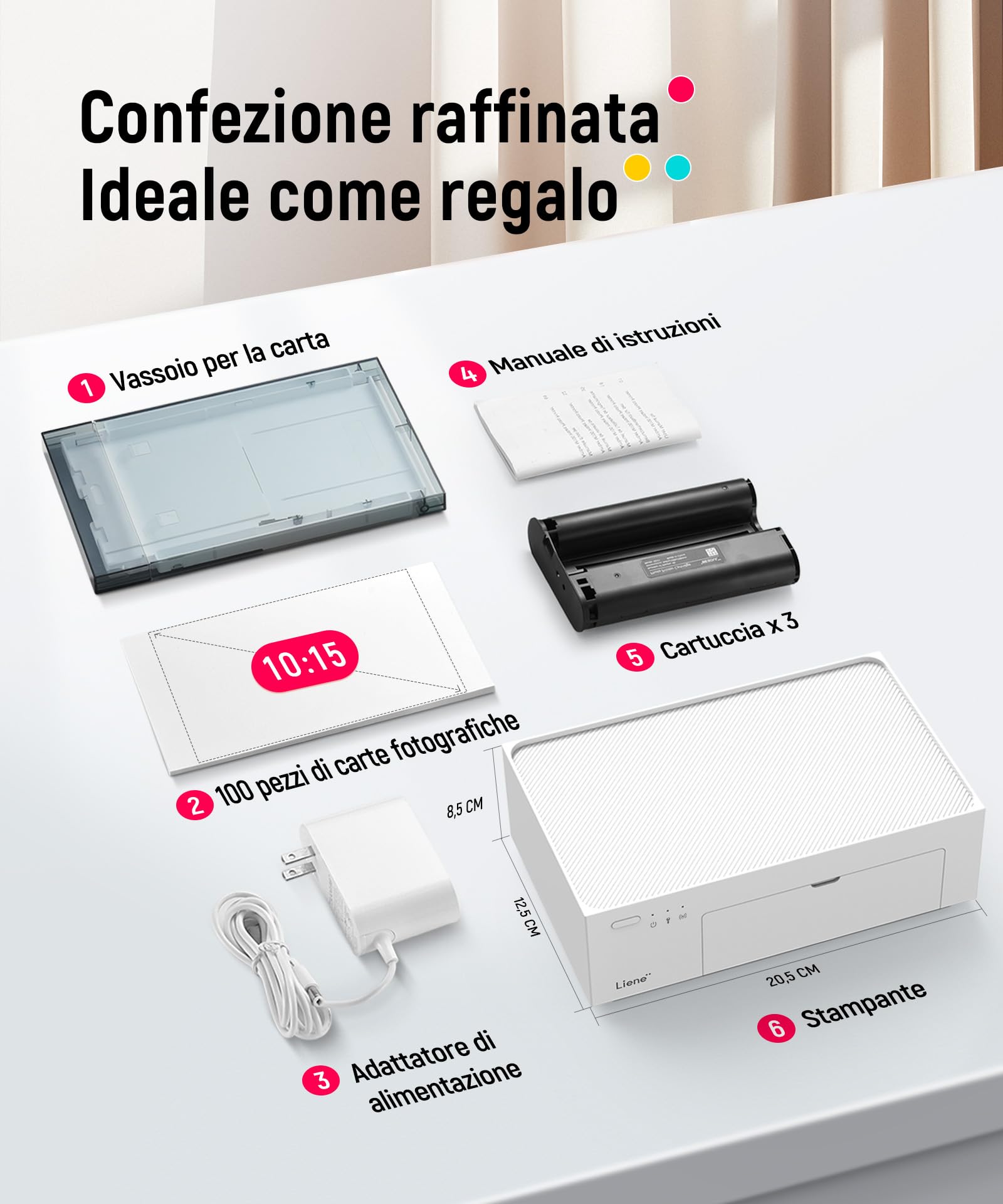 Liene Amber M100 Stampante Fotografica Portatile WiFi 10x15cm Sublimazione 300DPI