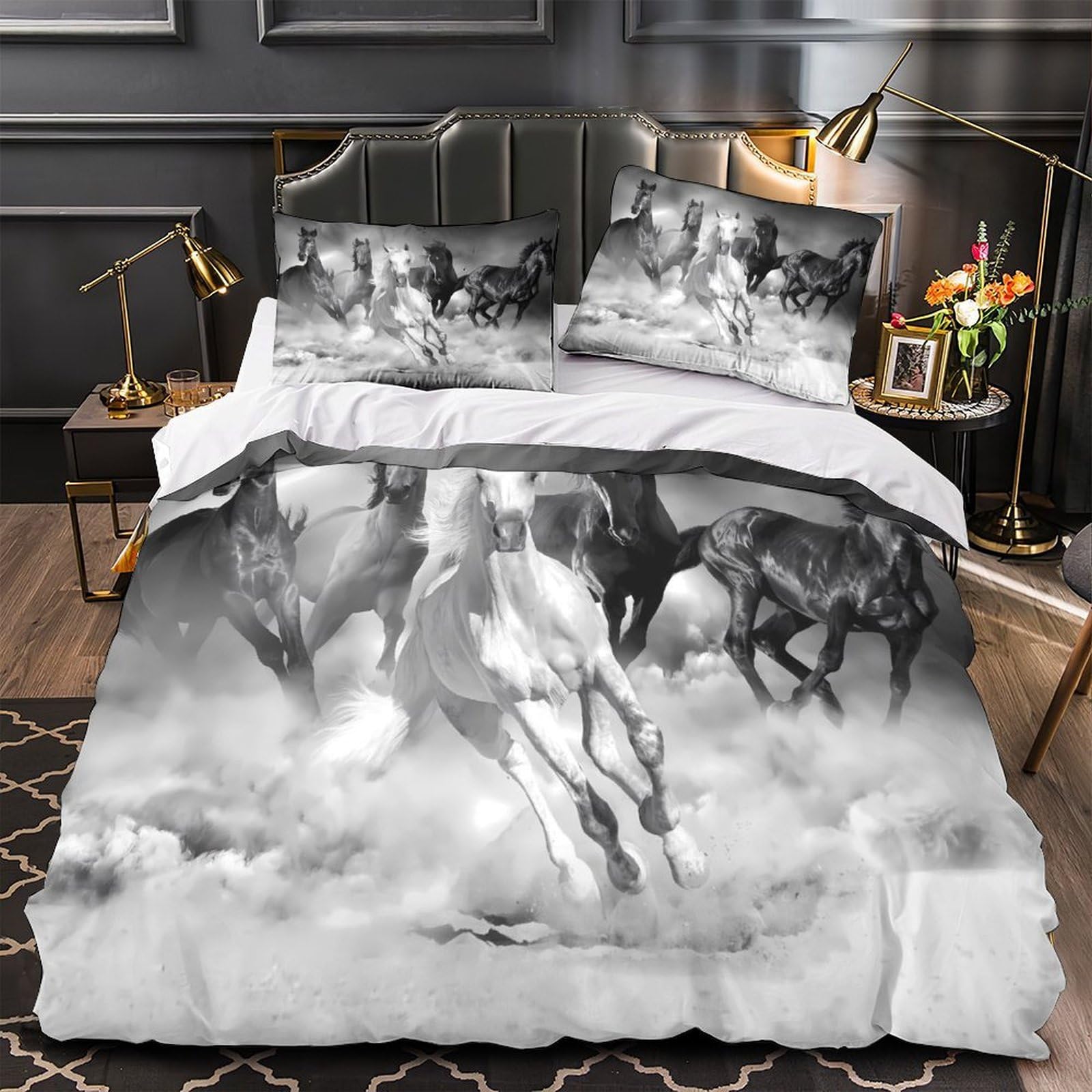 Housse de couette chevaux 3D le cadeau idéal pour couple amoureux et passionnés de nature