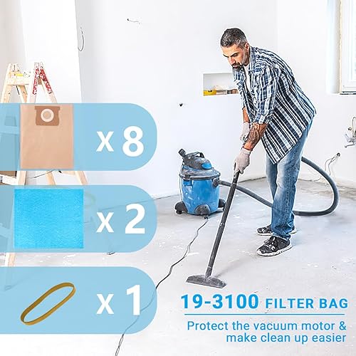 Miniatura 8 de Paquete de 8 bolsas de filtro desechables 19-3100 compatibles con Stanley 5-8 galones húmedoseco Vac SL18115, SL18115P, SL18116, SL18116P, SL18117,