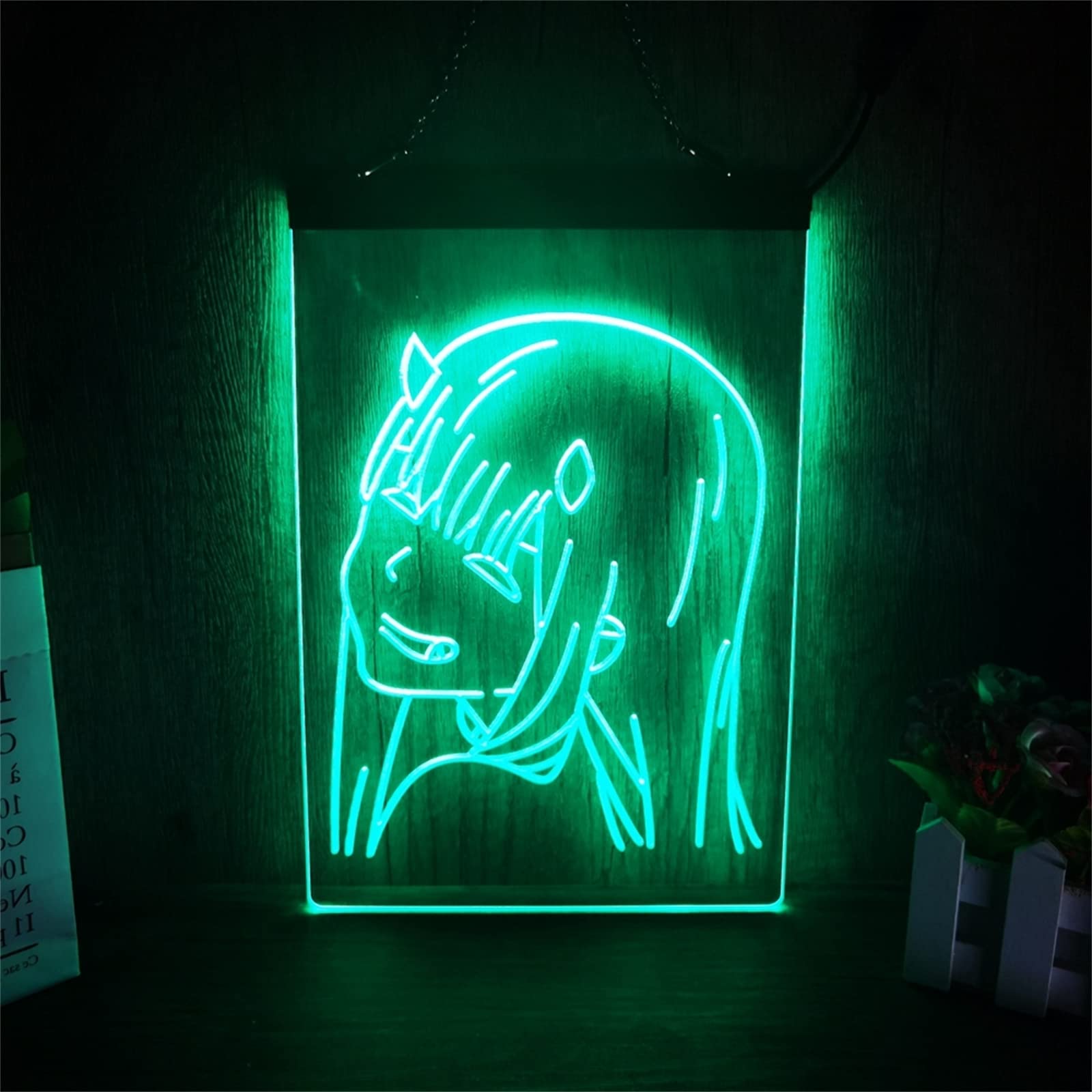 FINOTI Anime Visual Neon Sign Anime Zero Two Visual LED Neon Sign Bar Pub Beer Club Restaurant Cafe Game Room Ambience Decoration Home Decoration Bedroom Wall With Chain,C,11.8"x7.9"