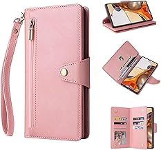 ESONG Coque pour Xiaomi 14T,Etui en Cuir PU Premium Housse à Rabat Portefeuille Flip Antichoc Case avec Rangements de Cartes,béquille,Fermeture Aimantée,Lanyard Dragonne-Rose