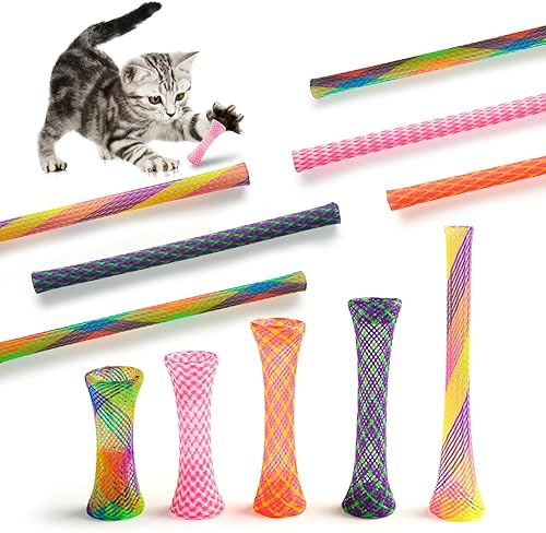 Paquete de 30 juguetes de tubo de primavera coloridos para gatos o gatitos, juguetes interactivos de acción para mascotas