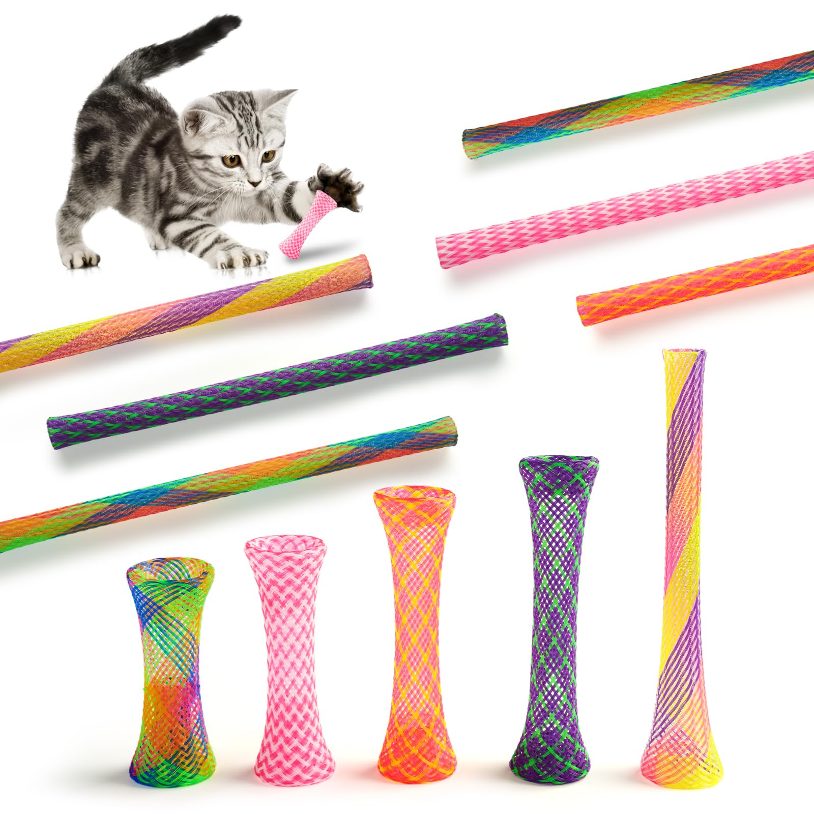 30 Pack Cat or Kitten Colorful Spring Tube Toy Fun Pet Action Interactive Toys