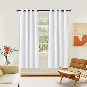 NICETOWN Room Darkening Curtain for Living Room - Energy Saving Thermal Insulated Grommet Room Darkening Curtain/Drape for Bedroom (1 Panel, 46 by 72, White)