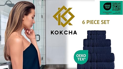 Miniatura 5 de Juego de toallas de baño de lujo de 6 piezas, 100% algodón turco, calidad de 21.16 ozm, dos toallas de baño, dos toallas de mano, dos toallas