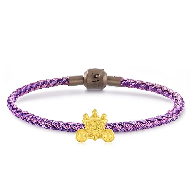 Chow Sang Sang CHOW SANG SANG 999 24K Gold V&A Mini Charm Carriage Charm Bracelet for Women 93018C (Gold, 17 CM)