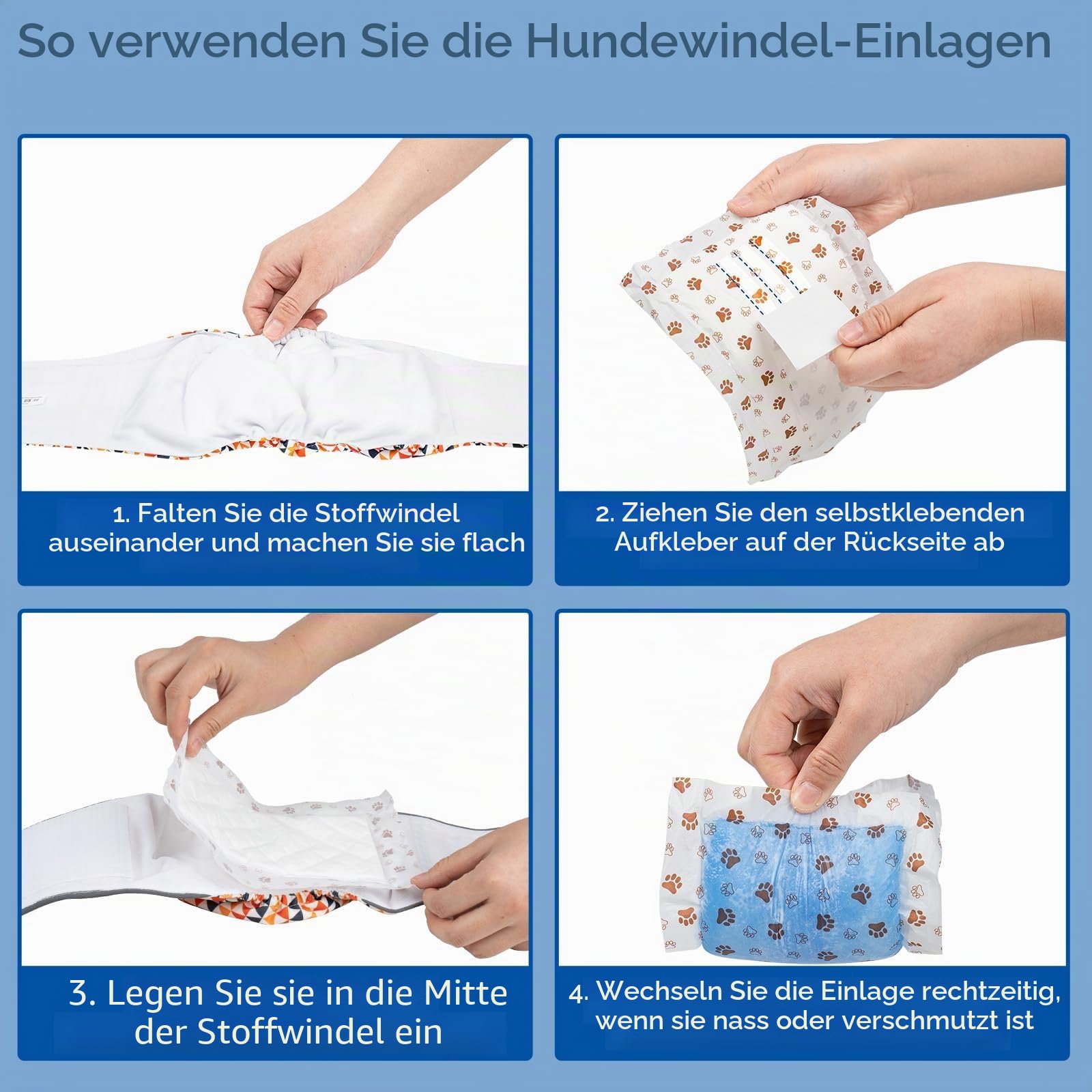 MICOOYO Einweg-Hundewindeleinlagen, Booster-Pads für männliche und weibliche Hunde, super saugfähig, für die meisten Hundewindeln (ohne auslaufsicheren Schutz) (M-100)
