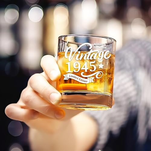 Miniatura 4 de Vasos antiguos de 1944  Vintage 1944 Old Time Information 10.25oz Whiskey Rocks Glass  80 cumpleaños envejecido a la perfección  Regalos de 80 años