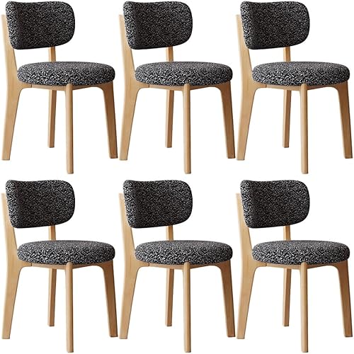 Miniatura 18 de YVYKFZD Solid Wood Dining Chairs, Fabric Dining Room Chair Set of 2/4/6, Upholstered Kitchen Chairs with Curved Backrest, Armless Living Room Chair,