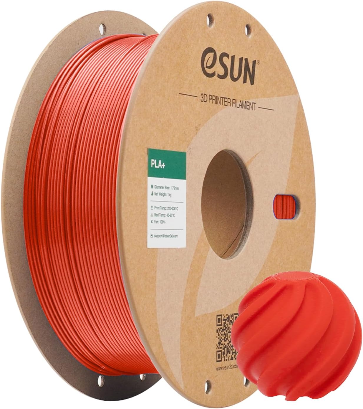 eSUN PLA+ Filament 1.75mm, 3D Printer Filament PLA Plus, Dimensional Accuracy +/- 0.03mm, 1KG Spool (2.2 LBS) 3D Printing Filament for 3D Printers, Red