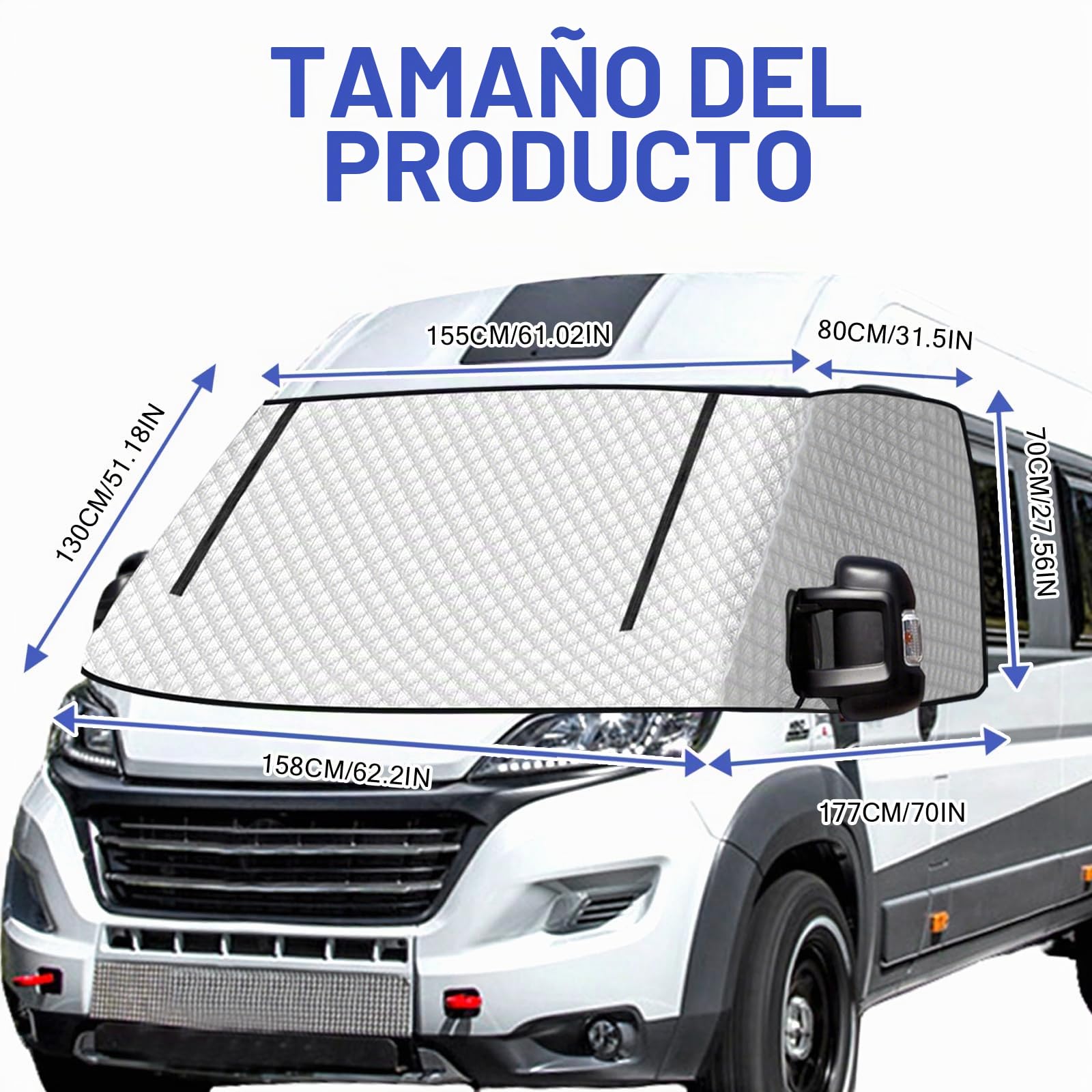 Cubierta para parabrisas con cremallera, alfombrilla térmica para ventanas exteriores, cubierta de protección térmica para F-I-A-T Du-ca-to, Peug-eot Bo-xer, Citr-oen Jum-per X250/290 06-24
