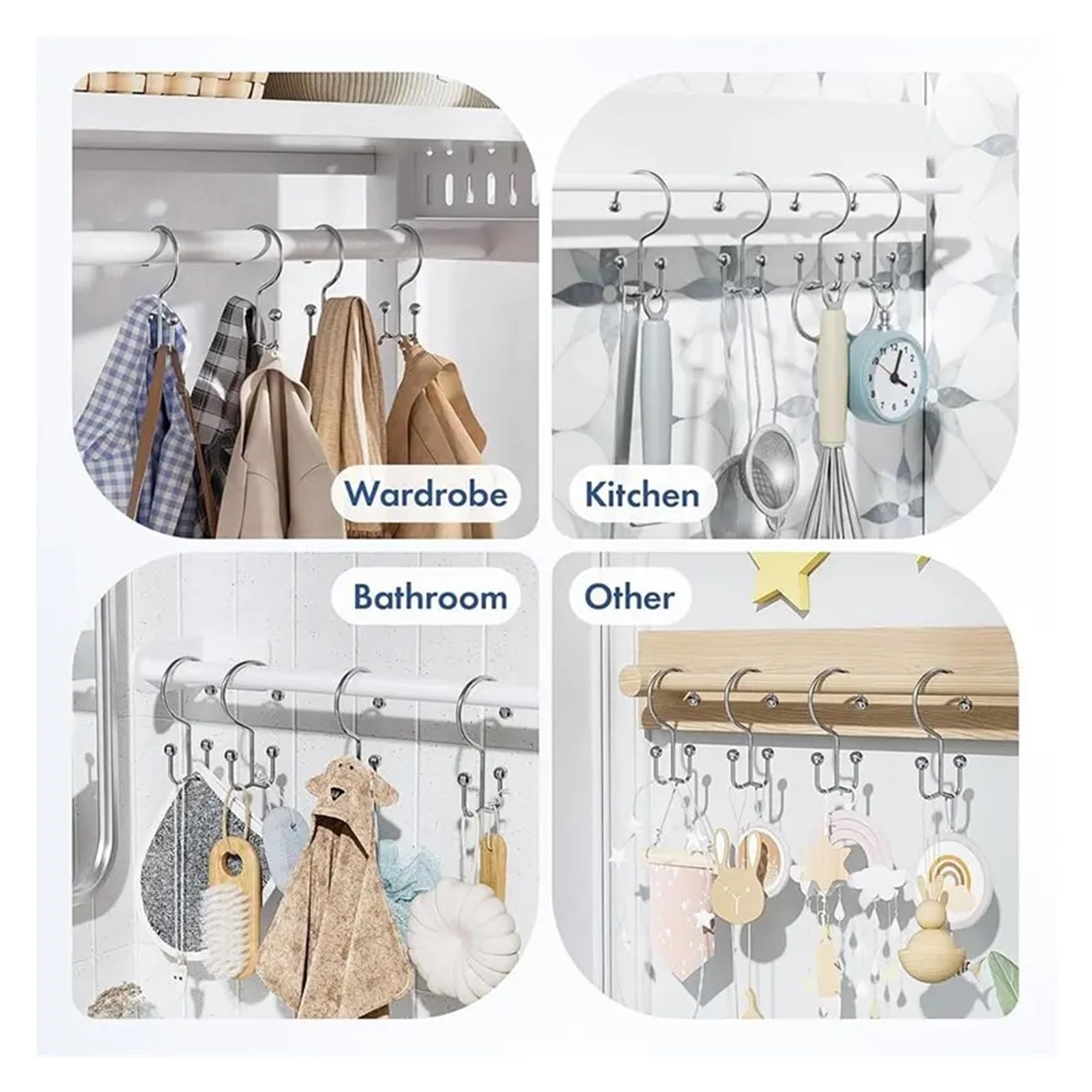 Ganci Per Tende Ganci for tende da doccia Anelli Gancio doppio da 24 pezzi for ganci for aste for tende da doccia da bagno