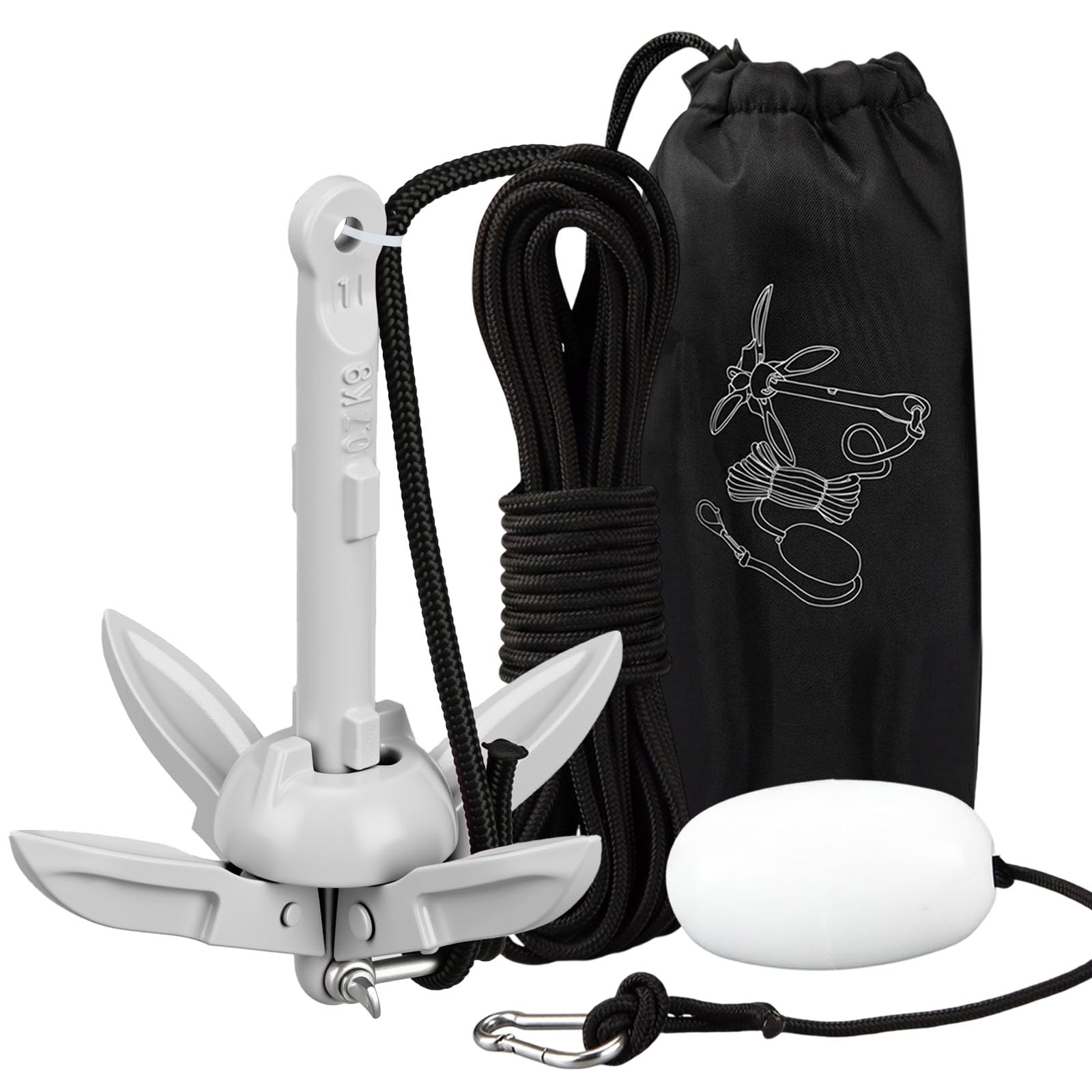 MorningRo Folding Grapnel Anchor Kit, Kayak 40ft Rope