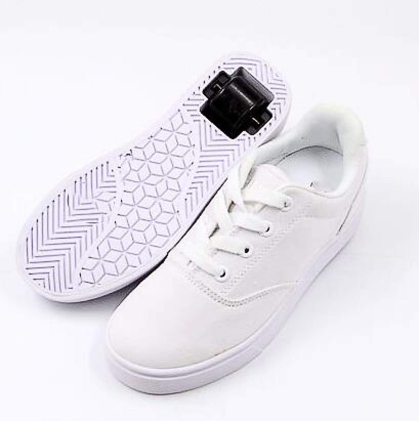 qmj Zapatillas Ruedas Zapatos De Lona con Rueda Zapatillas para Skateboard Calzado Deportivo Al Aire Libre,White-EU43