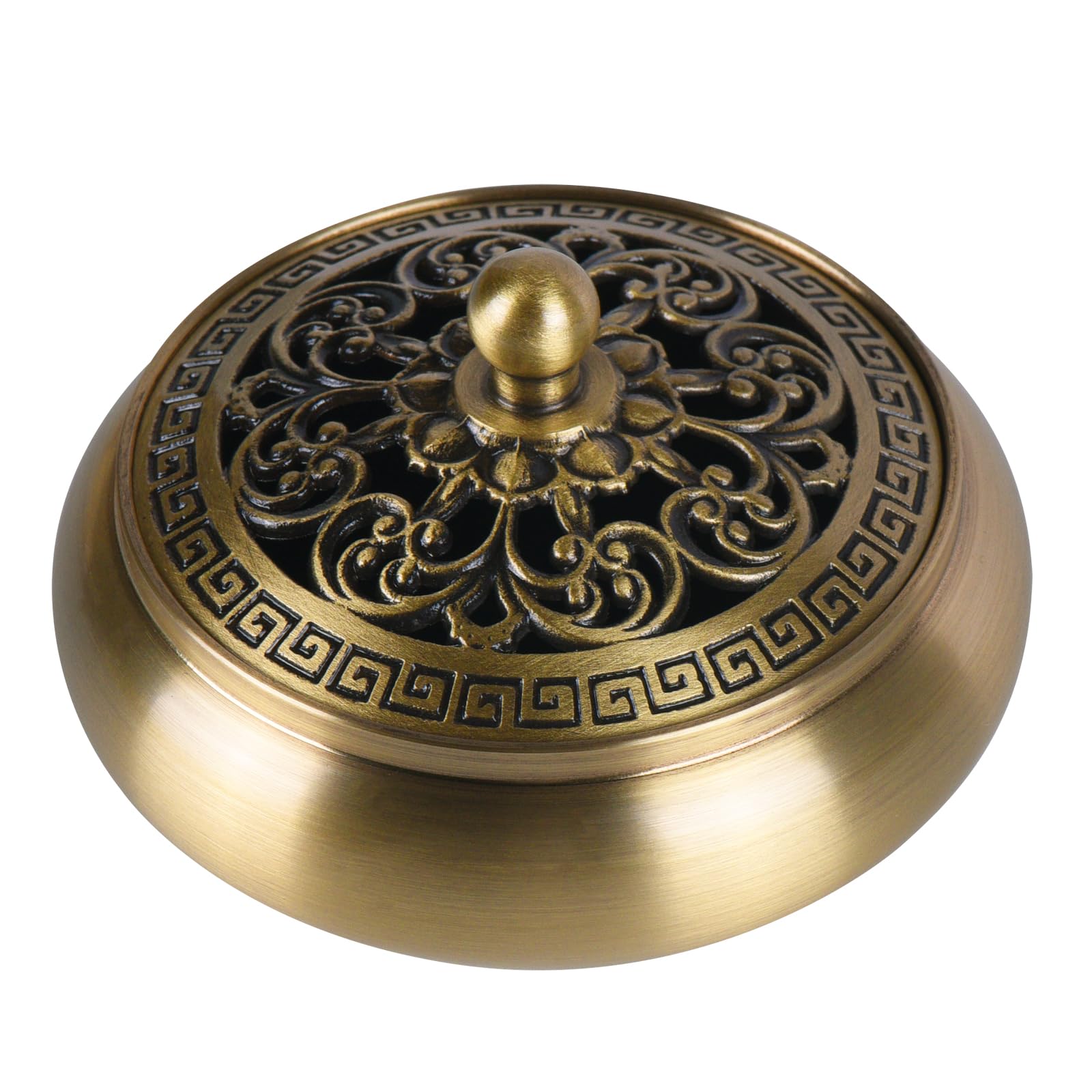 TAIYOU Quemador de incienso de latón vintage con un pequeño soporte para varillas de incienso, quemador de metal, funciona para palillos, conos, mini soporte de incienso para dormitorio, aromaterapia