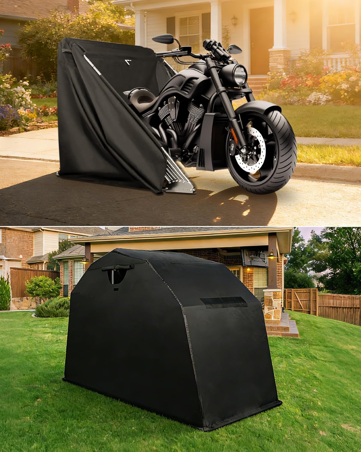 Heavy Duty Motorcycle Shelter Storage Sheds Motorcycle Garage, 106.3"x 41.3"x 61.1" Motorcycle Cover Waterproof Outdoor Motorcycle Tent with Lock - Image 8