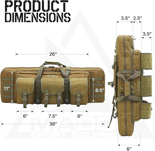 Miniatura 2 de MADOG - Bolsa doble para rifle de 36 pulgadas, funda suave para pistola táctica larga y portátil, para disparar, caza, transporte, color marrón