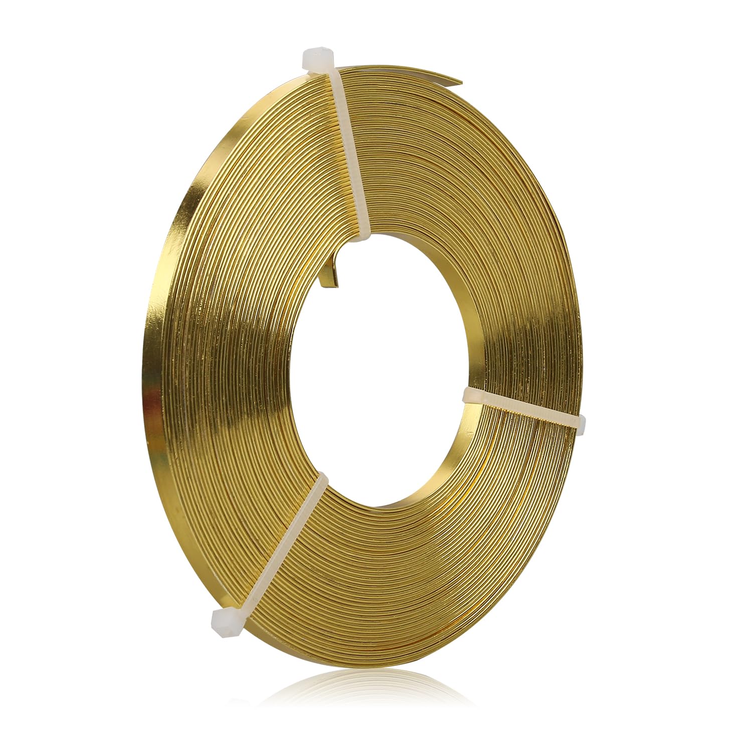 Flat Aluminum Wire - 5 x 1mm - 32.8 Feet Wide Flat Jewelry Craft Wire for Bezel, Sculpting, Armature, Jewelry Making - Gold