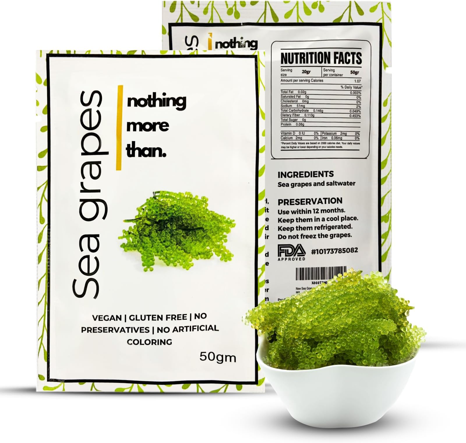 Sea Grapes to Eat Seaweed Snacks Salad Kit 100GR VeganZen Umibudo dried ramen toppings korean food green caviar vegetables nori kelp kombu asmr organic Dehydrated lato Crunchy Superfood