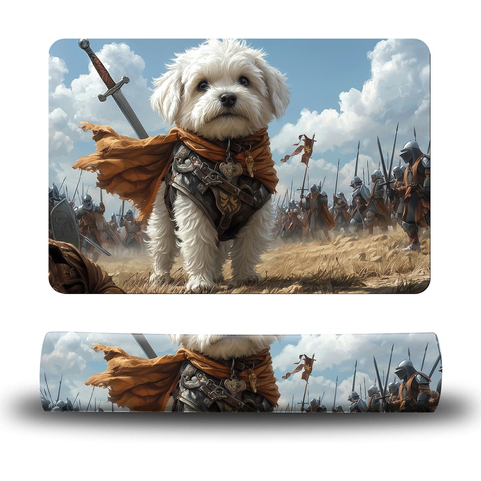 Dikoer Dog Food Mat, 19.6" x 23.6" Absorbent Pet Feeding Mat for Food and Water, Waterproof Diatom Mud Pet Placemat with Non-Slip Rubber Backing, Easy Clean Cat Bowl Mat for Floors - Puppy Warrior